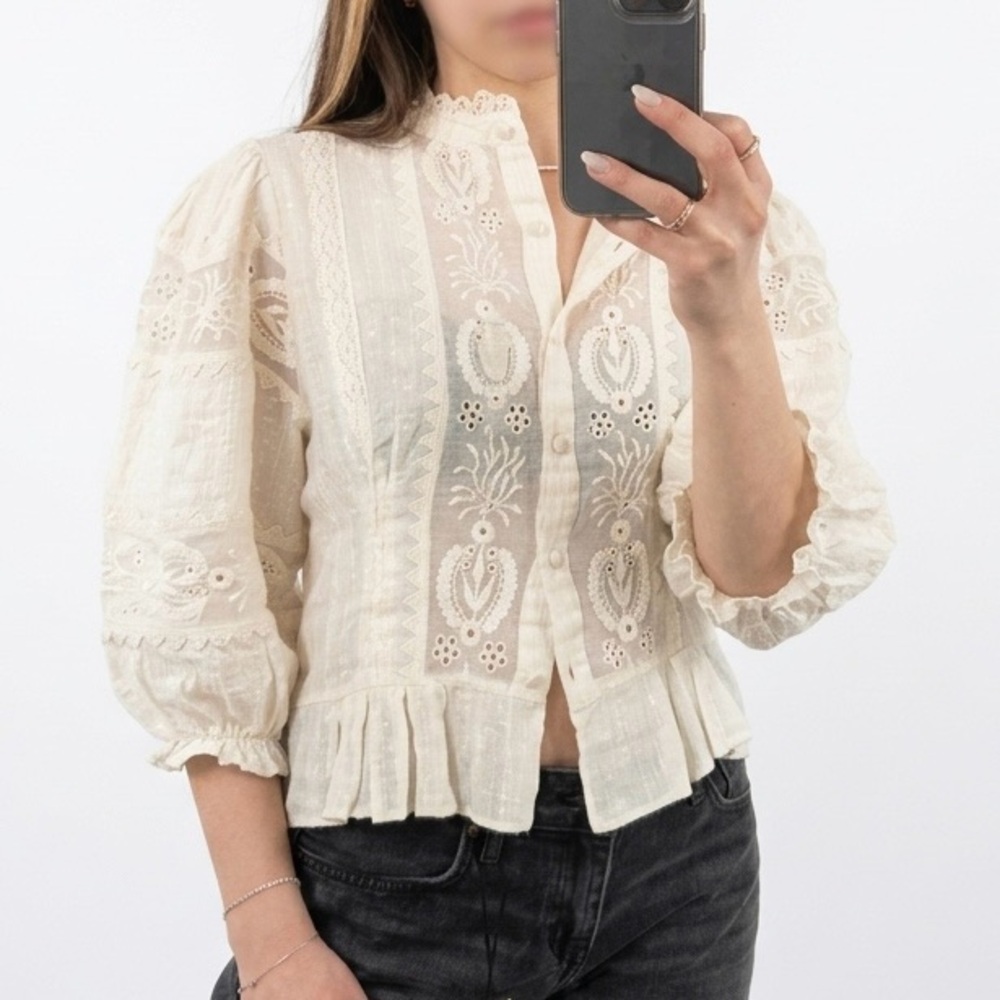 Zara Cream Lace Blouse